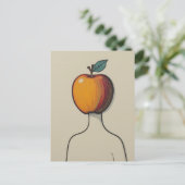 Surreal Abstract Person with an Apple Head Postkarte (Stehend Vorderseite)