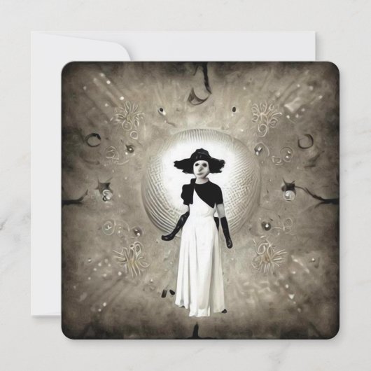 Surreal Abstrakt Art Deco Gemalte Dame Dankeskarte (Vorderseite)