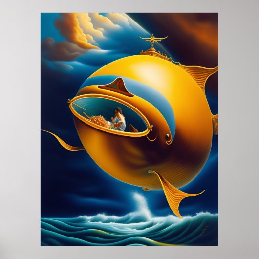 Surreal Abstrakt Flying Untersee-Leben Poster (Vorne)