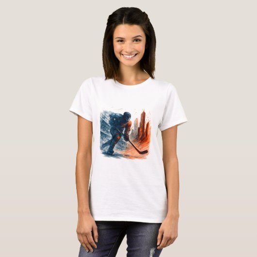 Surreal Abstrakt Hockey Player T-Shirt (Vorne ganz)
