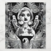 Surreal Abstrakte Frauen und Vögel Weinetikett (Einzelnes Label)