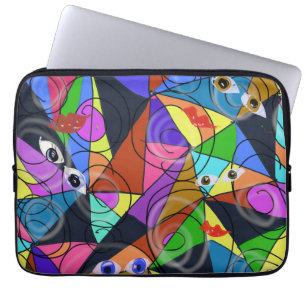 Surreal abstrakte geometrische Muster mit Augen  Laptopschutzhülle