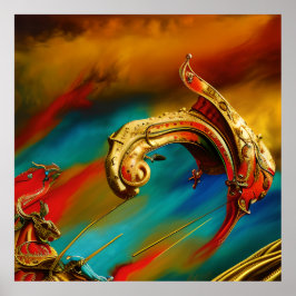 Surreal Abstraktes Rotgold aquamarines Karrousel Poster