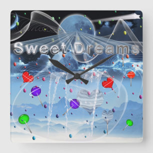 Surreal Adorable Sweet Dreams Quadratische Wanduhr