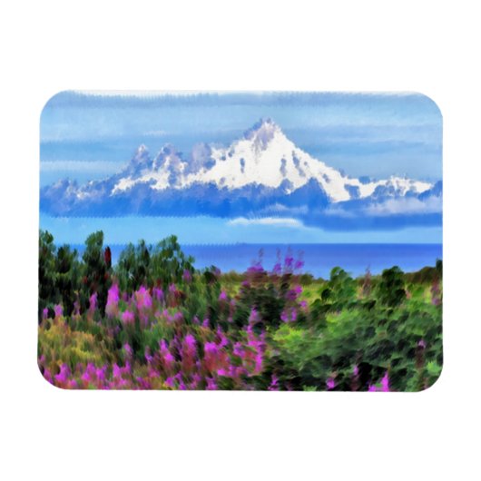 Surreal Alaskan Wilderness Gemälde Magnet (Horizontal)