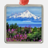 Surreal Alaskan Wilderness Gemälde Ornament Aus Metall (Vorne)