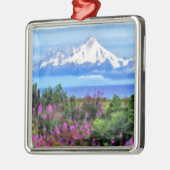 Surreal Alaskan Wilderness Gemälde Ornament Aus Metall (Links)