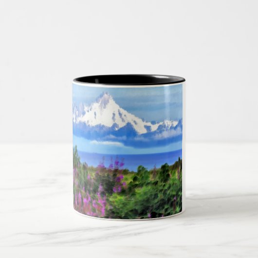 Surreal Alaskan Wilderness Gemälde Zweifarbige Tasse (Mittel)
