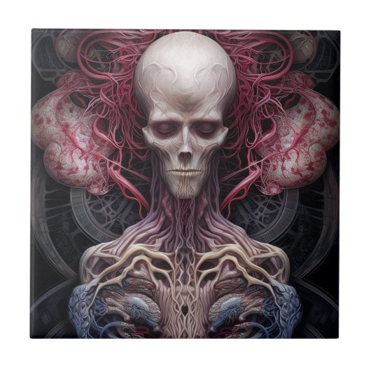 Surreal Anatomy Horror Sci-Fi Art Fliese (Vorderseite)