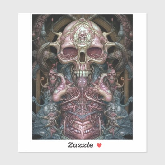 Surreal Anatomy Skull Horror Sci-Fi Art Aufkleber (Blatt)