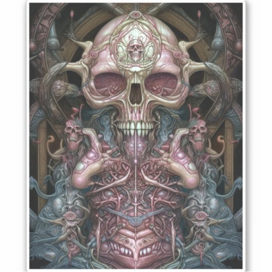 Surreal Anatomy Skull Horror Sci-Fi Art Aufkleber (Vorderseite)