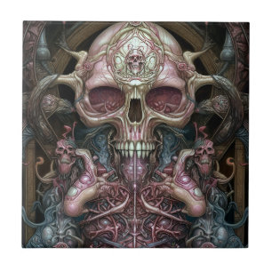 Surreal Anatomy Skull Horror Sci-Fi Art Fliese