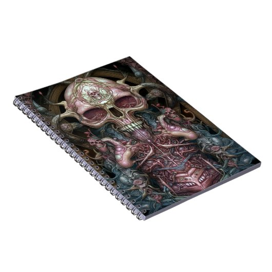 Surreal Anatomy Skull Horror Sci-Fi Art Notizblock (Rechte Seite)