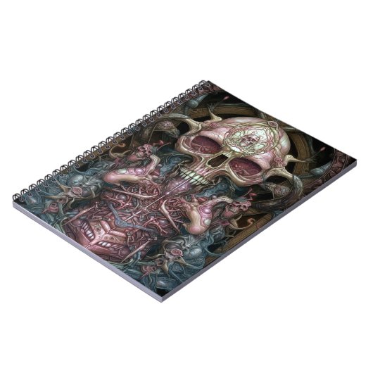 Surreal Anatomy Skull Horror Sci-Fi Art Notizblock (Linke Seite)