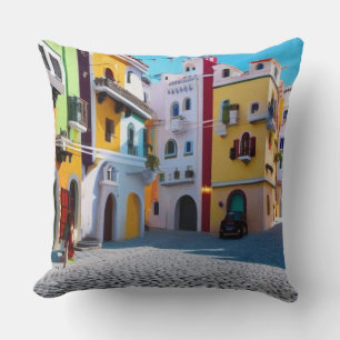 Surreal Art Abstrakt eine kleine Touristenstadt Kissen
