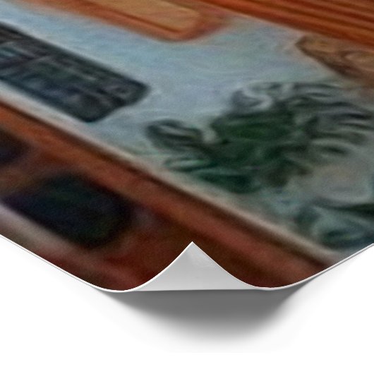 Surreal Art Abstrakt eine kleine Touristenstadt Poster (Ecke)