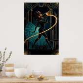 Surreal Art Deco Camera Woman Gold Silhouette Poster (Küche)