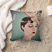 Surreal Art Deco Girl & Butterfells Kissen (Decke)
