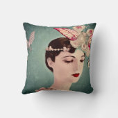 Surreal Art Deco Girl & Butterfells Kissen (Rückseite)