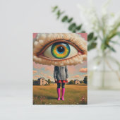 surreal art head in the clouds eyeball postkarte (Stehend Vorderseite)