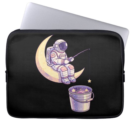 Surreal Astronaut Fishing for Stars Wall Art - Laptopschutzhülle (Vorderseite)