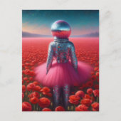 Surreal astronaut in a pink tutu disco ball head  postkarte (Vorderseite)