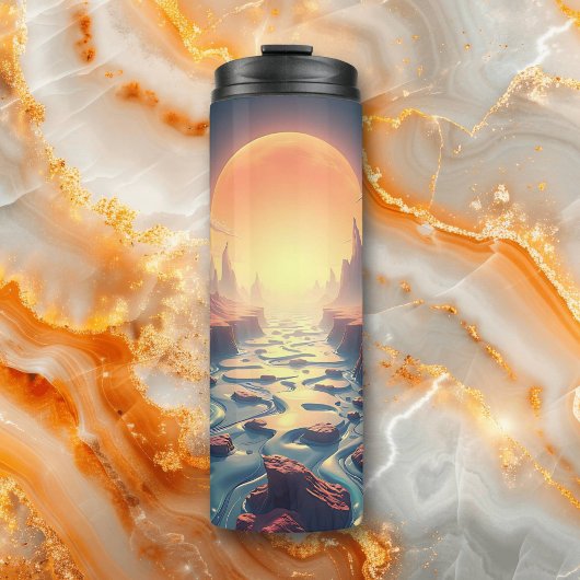 Surreal Ätherische Landschaft | Vollmond über Flus Thermosbecher