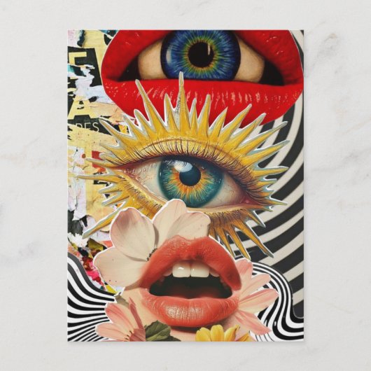 Surreal Augen und Lippen Postkarte (Vorderseite)