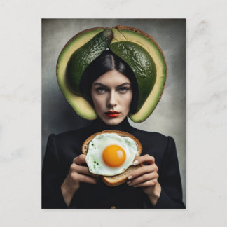 Surreal Avocado Toast and Egg Breakfast Frau Postkarte