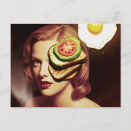 Surreal Avocado Toast and Egg Frühstück Postkarte