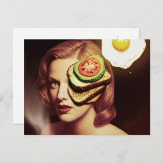 Surreal Avocado Toast and Egg Frühstück Postkarte (Vorne/Hinten)
