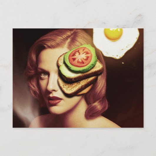 Surreal Avocado Toast and Egg Frühstück Postkarte (Vorderseite)