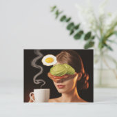 Surreal Avocado Tomato Toast Frühstück Postkarte (Stehend Vorderseite)