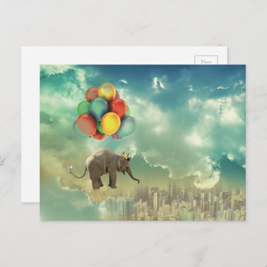 Surreal Balloon Elephant Postcard Postkarte (Vorne/Hinten)