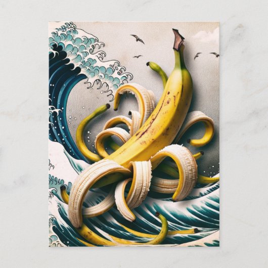 Surreal Banana Waves Octopus Postkarte (Vorderseite)