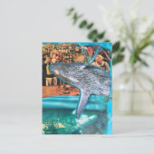 Surreal Bar Scene Whale of a Time  Postkarte (Stehend Vorderseite)