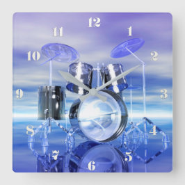 Surreal Beach Drum Set Music Wall Clock Quadratische Wanduhr