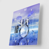 Surreal Beach Drum Set Music Wall Clock Quadratische Wanduhr (Winkel)