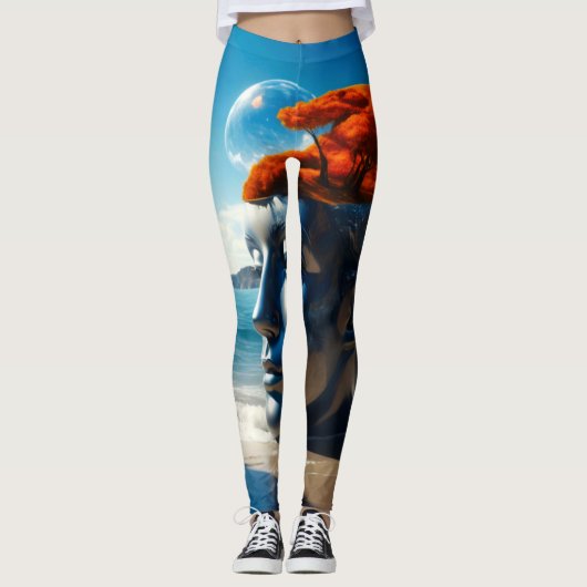 Surreal Beach Szenen Leggings (Vorderseite)