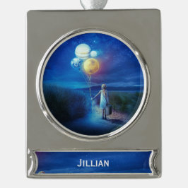 Surreal bewegt sich zu ihrer Zukunft Personal Banner-Ornament Silber