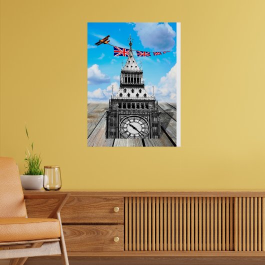 Surreal Big Ben, London & British Art Poster (Wohnzimmer 2)