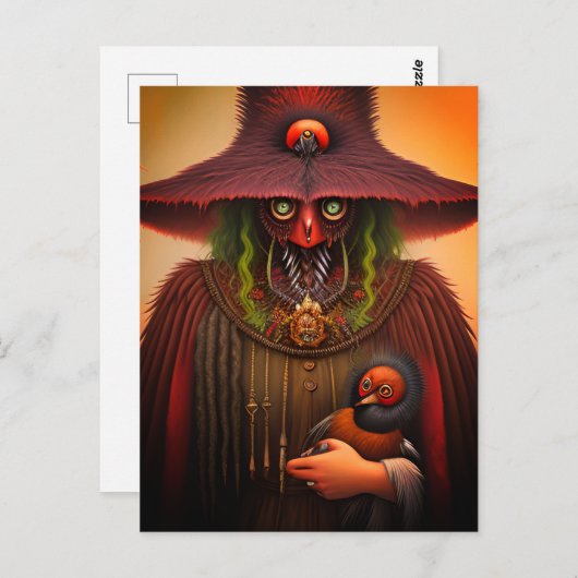 Surreal Bird Creation and Baby Postcard Postkarte (Vorne/Hinten)