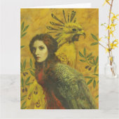 Surreal Bird Lady Large Greetings Card Karte (Gelbe Blume)