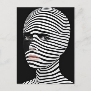 Surreal Black and White Face Postkarte
