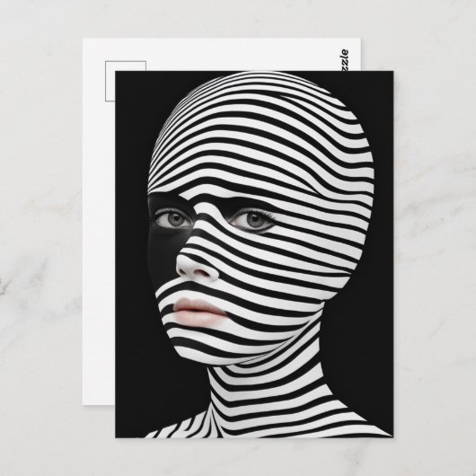 Surreal Black and White Face Postkarte (Vorne/Hinten)