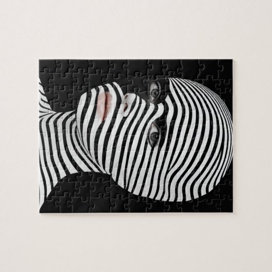 Surreal Black and White Face Puzzle (Horizontal)