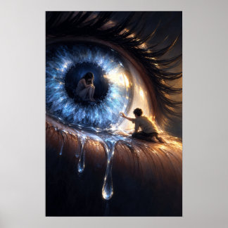 Surreal Blaue Augen Fantasy-Kunst Poster