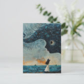 Surreal Blue Face und ein Mädchen Postkarte (Stehend Vorderseite)
