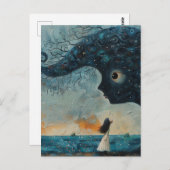 Surreal Blue Face und ein Mädchen Postkarte (Vorne/Hinten)