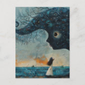 Surreal Blue Face und ein Mädchen Postkarte (Vorderseite)